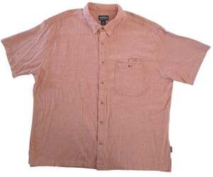 Woolrich Woven Orange Pap 100% Cotton Button Up Short Sleeve Shirt Men Size XXL